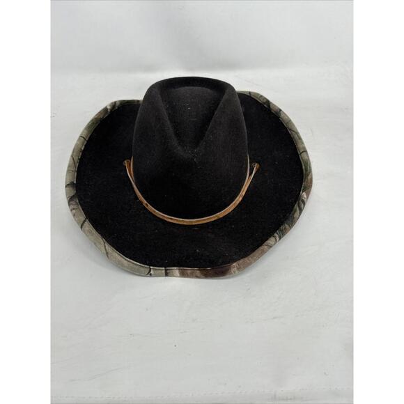 STETSON BROWN WOOL FELT WESTERN HAT. CAMO TRIM, SMALL.  VGC - Picture 1 of 5